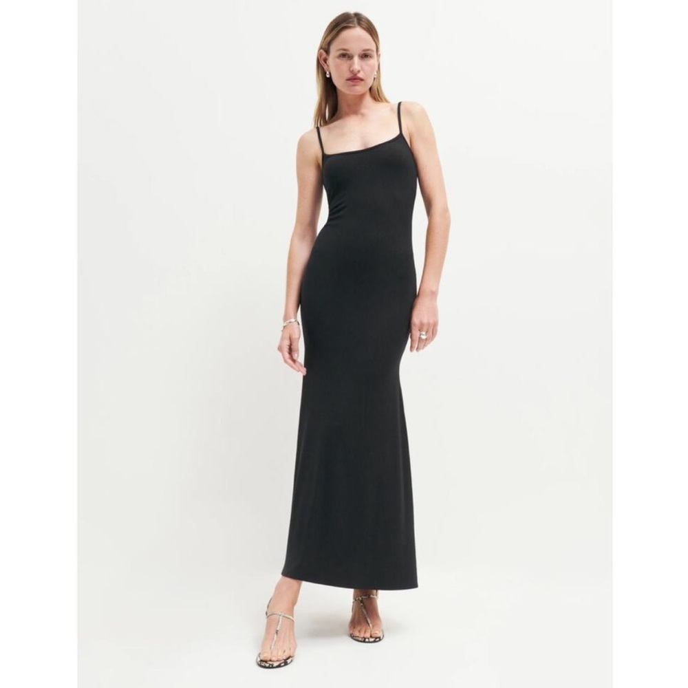 Reformation Ribbed Knit Sleeveless Spaghetti Strap Scoop Maxi Dress Black Large